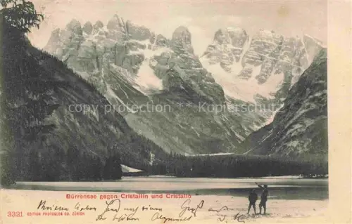 AK / Ansichtskarte Duerrensee Lago di Landro Suedtirol IT mit Cristallin und Cristallo