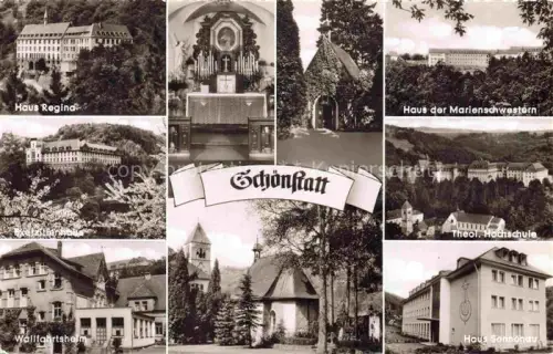 AK / Ansichtskarte Schoenstatt Vallendar Rheinland-Pfalz Exerzitienhaus Wallfahrtsort Kirche Altar Haus der Marienschwestern Theologische Hochschule