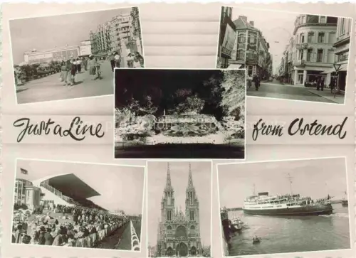 AK / Ansichtskarte Ostend OSTENDE Oostende West-Vlaanderen Belgie Promenade Zentrum Faehre Kirche Pferderennbahn