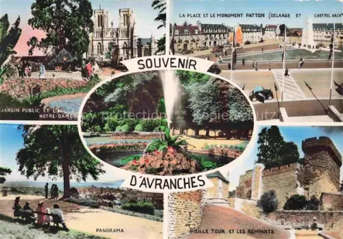 AK / Ansichtskarte AVRANCHES 50 Manche Jardin Public Eglise Notre-Dame Place Monument Patton Panorama Vieille tour et les remparts