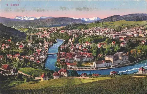 AK / Ansichtskarte BADEN  AG (Schweiz) Panorama Blick gegen die Alpen