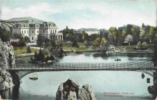 AK / Ansichtskarte FRANKFURT AM MAIN Palmengarten Teich und Drahtseilbruecke