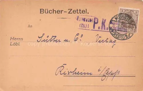 AK / Ansichtskarte MueNSTER   Westfalen NRW Buecher-Zettel Bestellung
