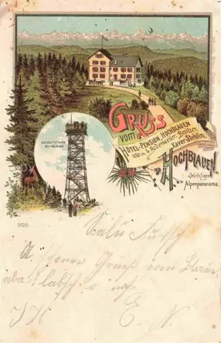 AK / Ansichtskarte BADENWEILER BW Hotel Pension Hochblauen Aussichtsturm Alpenpanorama Litho