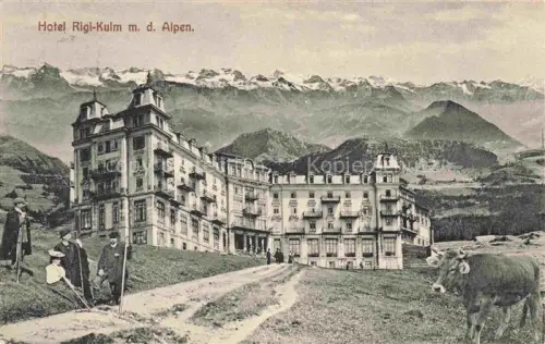 AK / Ansichtskarte Rigi Kulm 1798m SZ Hotel Rigi-Kulm mit den Alpen