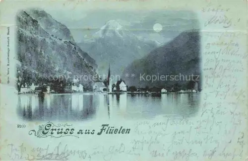 AK / Ansichtskarte Flueelen UR Blick ueber den Vierwaldstaettersee im Mondschein