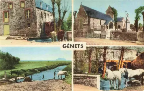 AK / Ansichtskarte Genets Avranches 50 Manche Moulin Eglise La Rivière et la Mer Mont Saint-Michel