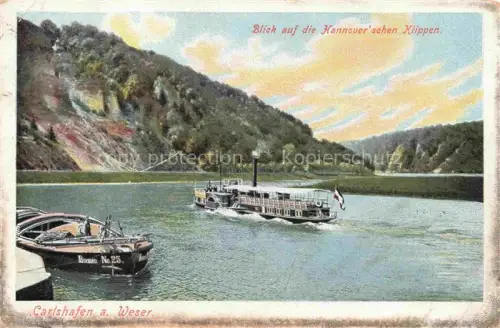 AK / Ansichtskarte Carlshafen Weser Hessen Blick auf die Hannoverschen Klippen Weserpartie