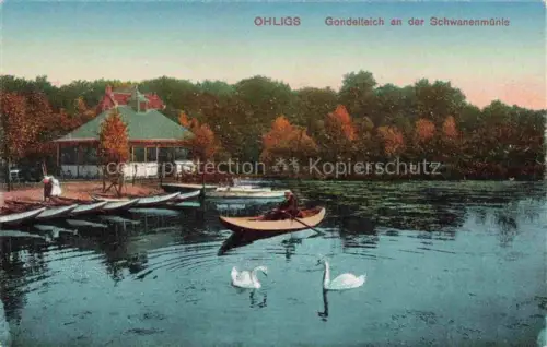 AK / Ansichtskarte Ohligs Solingen NRW Gondelteich an der Schwanenmuehle