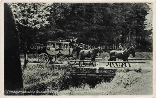 AK / Ansichtskarte Oberschlema Erzgebirge Sachsen Pferdepersonenpost Radiumbad ins Silbergebirge