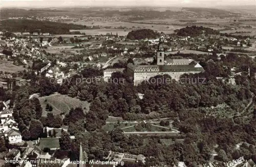 AK / Ansichtskarte Siegburg NRW Fliegeraufnahme mit Benediktinerabtei und Michaelsberg