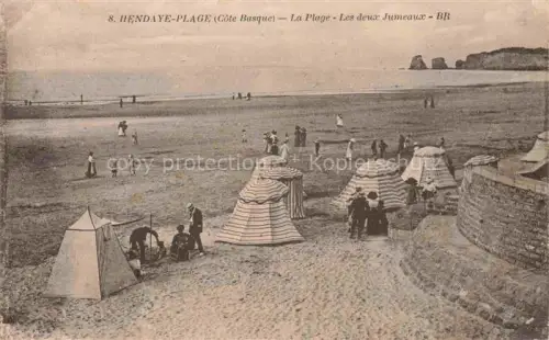 AK / Ansichtskarte HENDAYE 64 Pyrenees-Atlantiques La plage et les deux Jumeaux