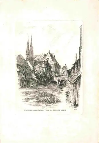 AK / Ansichtskarte CHARTRES 28 Eure-et-Loir La Cathédrale vue prise des bords de l'Eure Kuenstlerkarte
