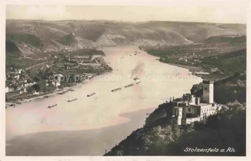AK / Ansichtskarte Stolzenfels Schloss Koblenz Rhein Panorama Rheintal mit Schloss Stolzenfels Bromsilber
