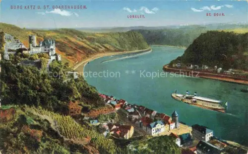 AK / Ansichtskarte St Goarshausen Rhein Panorama Rheintal Burg Katz Loreley St. Goar