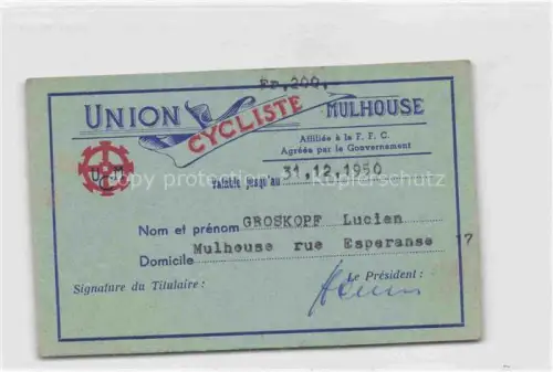 AK / Ansichtskarte MULHOUSE Muehlhausen 68 Haut-Rhin Union Cycliste Mulhouse Radsportverband