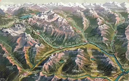 AK / Ansichtskarte Albulabahn Berguen GR Panoramakarte aus der Vogelperspektive