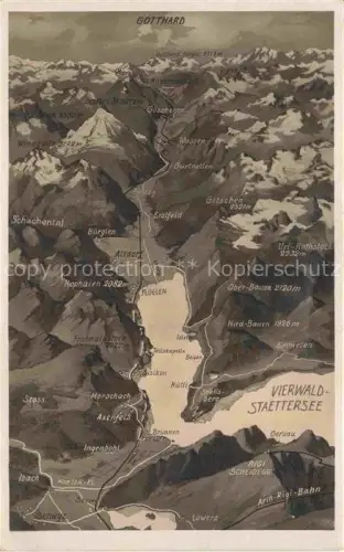 AK / Ansichtskarte Vierwaldstaettersee Vierwaldstaedtersee SZ und Umgebung Alpen Panoramakarte aus der Vogelperspektive