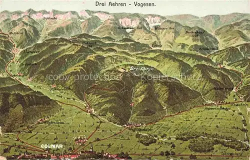 AK / Ansichtskarte Drei Aehren Drei-aehren Trois-Epis 68 Haut-Rhin und die Vogesen Panoramakarte aus der Vogelperspektive