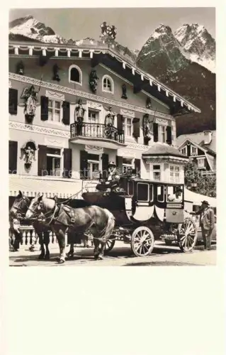 AK / Ansichtskarte GARMISCH-PARTENKIRCHEN Bayern Clausing Post Hotel Postkutschen Haltestelle