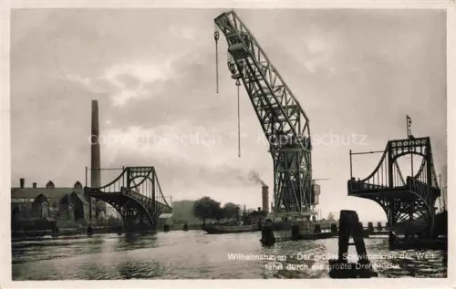 AK / Ansichtskarte Wilhelmshaven  CITY Groesster Schwimmkran der Welt faehrt durch die groesste Drehbruecke