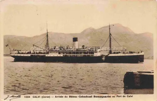 AK / Ansichtskarte Calvi 2B Haute-Corse Arrivee du Bateau General Bonaparte au Port de Calvi