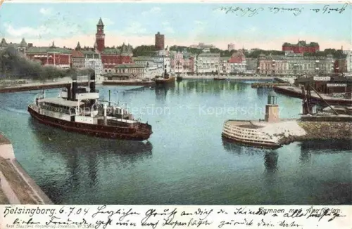 AK / Ansichtskarte Helsingborg Haelsingborg Sweden Hamnen med Angfaerjan