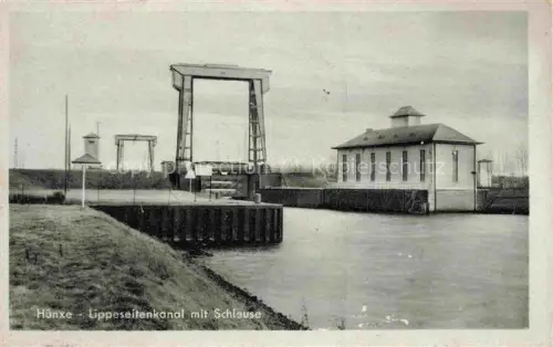 AK / Ansichtskarte Huenxe WESEL NRW Gasthaus Rheinischer Hof Lippeseitenkanal mit Schleuse