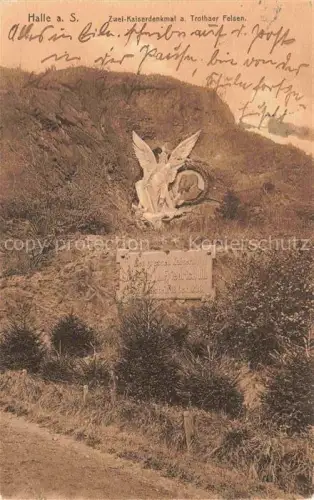 AK / Ansichtskarte HALLE  SAALE Zwei Kaiser Denkmalam Trothaer Felsen