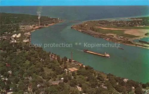 AK / Ansichtskarte Port Huron Michigan USA Michigan Thumb Scenery St. Clair River toward the Blue Water Bridge aerial view