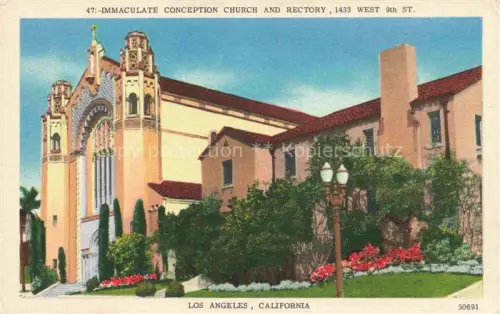 AK / Ansichtskarte LOS ANGELES California USA Immaculate Conception Church and Rectory Illustration
