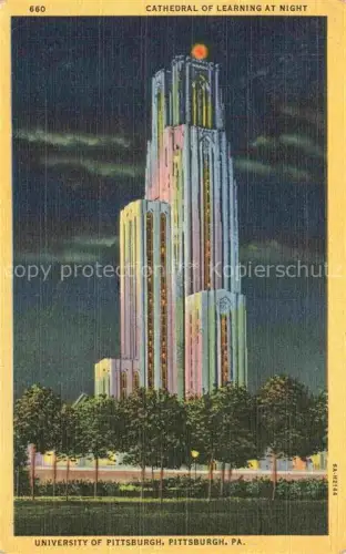 AK / Ansichtskarte PITTSBURGH  Pennsylvania USA Cathedral of Learning at night Illustration