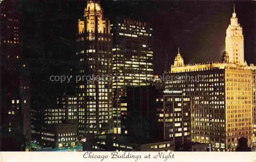 AK / Ansichtskarte CHICAGO  Illinois USA Night view along Michigan Avenue Tribune Tower Equitable Building Wrighley Building