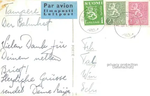 AK / Ansichtskarte Tampere Suomi Rautatiasema