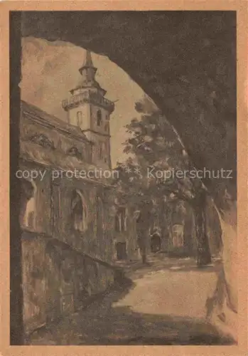 AK / Ansichtskarte Siegburg NRW Abtei Michaelsberg Blick durch den Torbogen auf Innenhof und Kirche