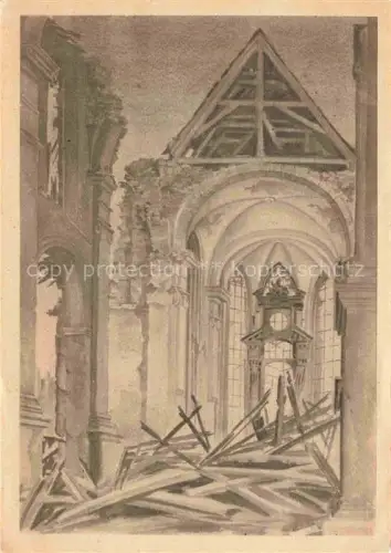 AK / Ansichtskarte Siegburg NRW Abteikirche Michaelsberg Blick in den zerstoerten Chor mit Altar