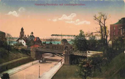 AK / Ansichtskarte HAMBURG  CITY Hochbahn mit Landungsbruecken