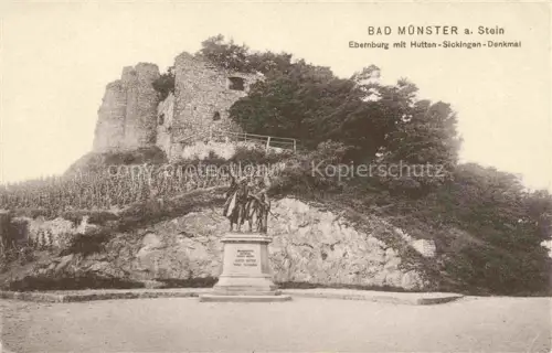 AK / Ansichtskarte Bad Muenster am Stein Ebernburg Rheinland-Pfalz Ebernburg mit Hutten Sickingen Denkmal