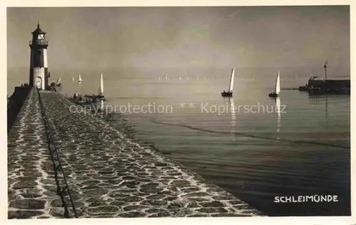 AK / Ansichtskarte Schleimuende Luebeck Mole mit Leuchtturm Seepanorama