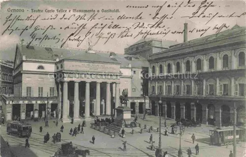 AK / Ansichtskarte GENOVA Genua Liguria IT Teatro Carlo Felice e Monumento e Garibaldi