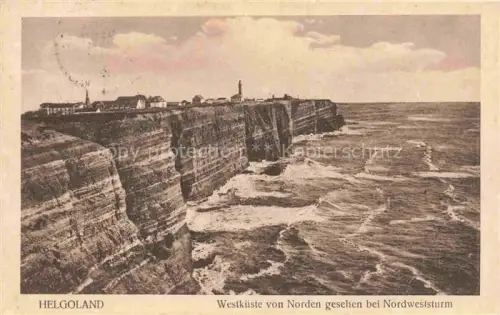 AK / Ansichtskarte HELGOLAND Insel Schleswig-Holstein Westkueste von Norden bei Nordweststurm