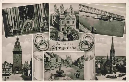 AK / Ansichtskarte SPEYER Rhein Dom Inneres Rheinbruecke Stadttor Brunnen