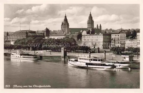 AK / Ansichtskarte MAINZ  Rhein Blick von der Strassenbruecke auf Dampfer und Kirchen