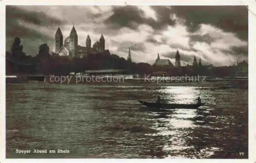 AK / Ansichtskarte SPEYER Rhein Rheinpartie mit Dom am Abend