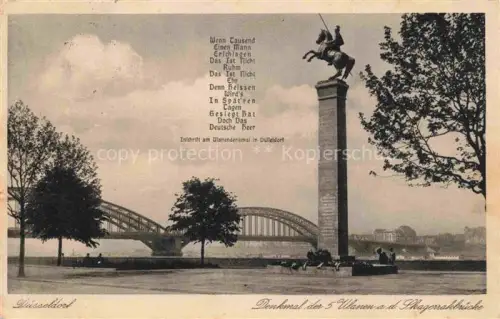 AK / Ansichtskarte DuessELDORF  CITY Denkmal der 5 Ulanen an der Skagerrakbruecke