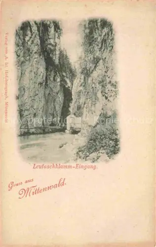 AK / Ansichtskarte Mittenwald Karwendel Tirol AT Leutaschklamm Eingang