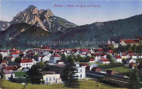 AK / Ansichtskarte Fuessen am Lech Allgaeu Bayern mit Burg und Saeuling