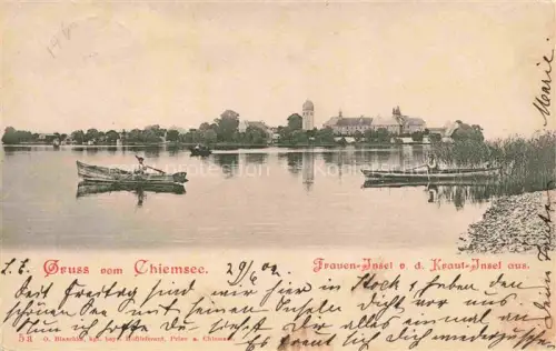 AK / Ansichtskarte Fraueninsel Chiemsee Blick von der Kraut Insel