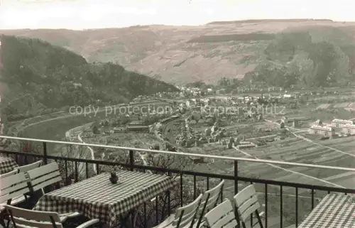 AK / Ansichtskarte Starkenburg Mosel Traben-Trarbach Rheinland-Pfalz Gasthof zur schoenen Aussicht Terrasse Panorama