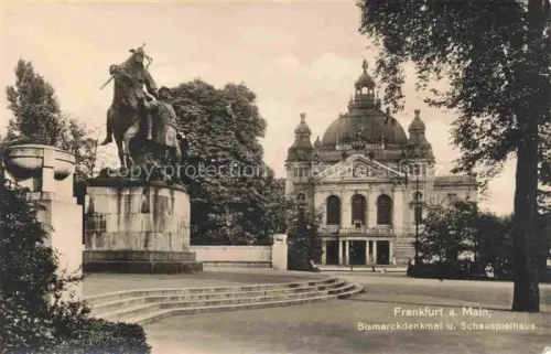 AK / Ansichtskarte FRANKFURT AM MAIN Bismarckdenkmal und Schauspielhaus